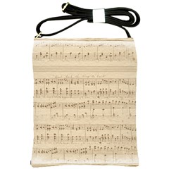 Vintage Beige Music Notes Shoulder Sling Bag by Loisa77