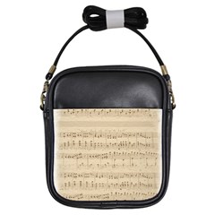 Vintage Beige Music Notes Girls Sling Bag