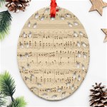 Vintage Beige Music Notes Ornament (Oval Filigree) Front