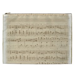 Vintage Beige Music Notes Cosmetic Bag (xxl) by Loisa77