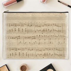 Vintage Beige Music Notes Cosmetic Bag (xxxl)