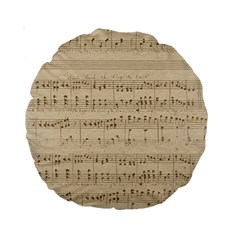 Vintage Beige Music Notes Standard 15  Premium Round Cushions by Loisa77