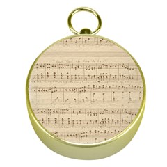 Vintage Beige Music Notes Gold Compasses