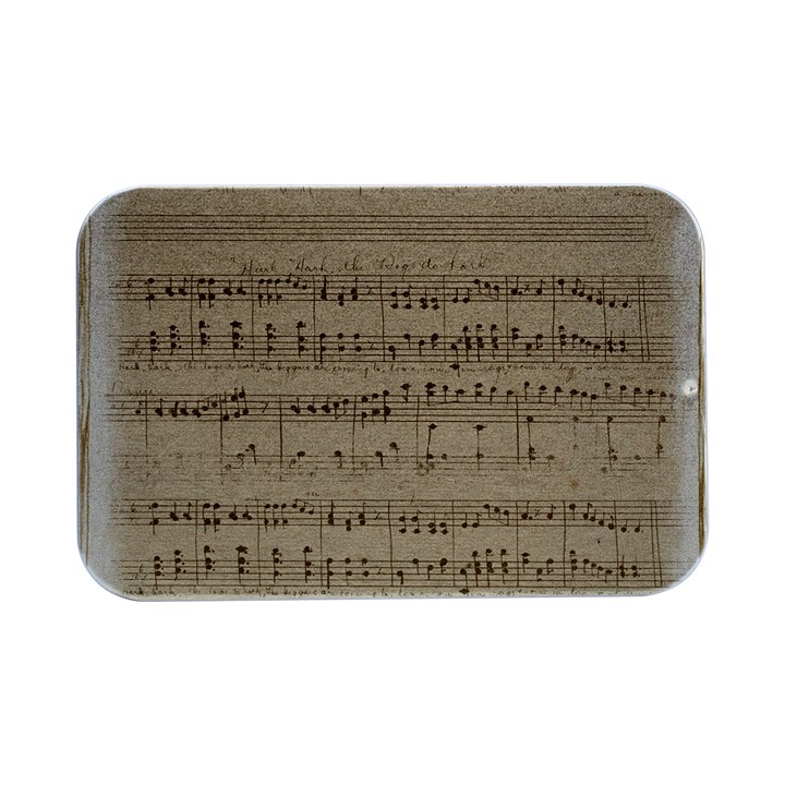 Vintage Beige Music Notes Open Lid Metal Box (Silver)  