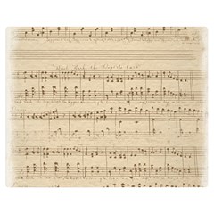 Vintage Beige Music Notes Premium Plush Fleece Blanket (medium)