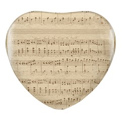 Vintage Beige Music Notes Heart Glass Fridge Magnet (4 Pack) by Loisa77