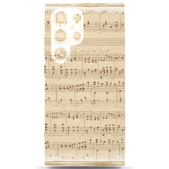 Vintage Beige Music Notes Samsung Galaxy S24 Ultra 6.9 Inch Black TPU UV Case