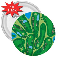 Golf Course Par Green 3  Buttons (10 Pack) 