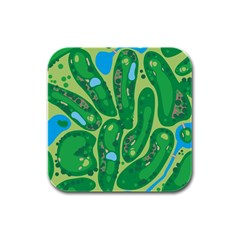 Golf Course Par Green Rubber Square Coaster (4 Pack)