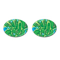 Golf Course Par Green Cufflinks (oval) by Loisa77