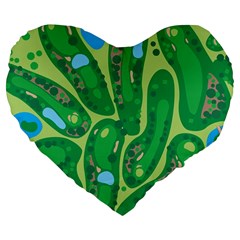 Golf Course Par Green Large 19  Premium Flano Heart Shape Cushions by Loisa77