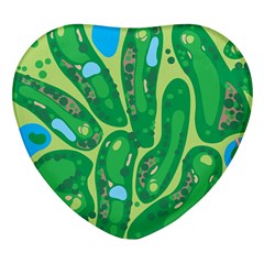 Golf Course Par Green Heart Glass Fridge Magnet (4 Pack)