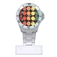 Pattern Circle Retro Design Plastic Nurses Watch by Loisa77