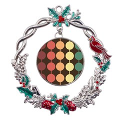 Pattern Circle Retro Design Metal X mas Wreath Holly Leaf Ornament