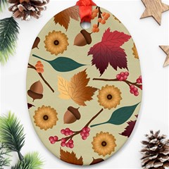 Autumn Leaves Autumn Colour Season Oval Ornament (two Sides)