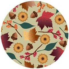 Autumn Leaves Autumn Colour Season Wooden Puzzle Round by Loisa77