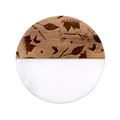 Autumn Leaves Autumn Colour Season Classic Marble Wood Coaster (round)  by Loisa77