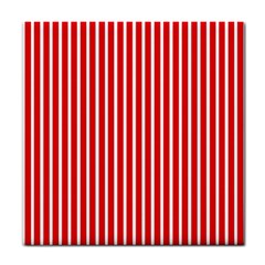 Strip Red White Pattern Tile Coaster by Loisa77