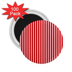 Strip Red White Pattern 2 25  Magnets (100 Pack) 