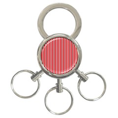 Strip Red White Pattern 3-ring Key Chain