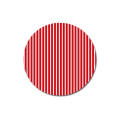 Strip Red White Pattern Magnet 3  (round) by Loisa77