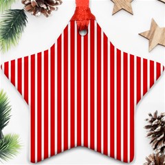 Strip Red White Pattern Star Ornament (two Sides) by Loisa77