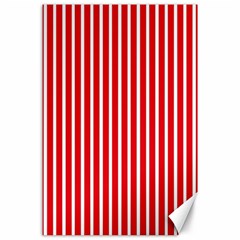 Strip Red White Pattern Canvas 24  X 36  by Loisa77