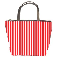 Strip Red White Pattern Bucket Bag