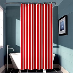 Strip Red White Pattern Shower Curtain 36  X 72  (stall)  by Loisa77