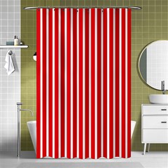 Strip Red White Pattern Shower Curtain 48  X 72  (small)  by Loisa77