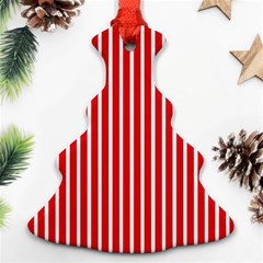 Strip Red White Pattern Ornament (christmas Tree)  by Loisa77