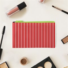 Strip Red White Pattern Cosmetic Bag (xs) by Loisa77