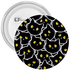 Cat Pattern Pet Drawing Eyes 3  Buttons by Loisa77