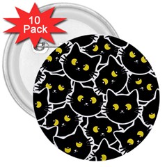 Cat Pattern Pet Drawing Eyes 3  Buttons (10 Pack)  by Loisa77