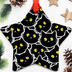 Cat Pattern Pet Drawing Eyes Star Ornament (two Sides)