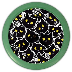 Cat Pattern Pet Drawing Eyes Color Wall Clock by Loisa77