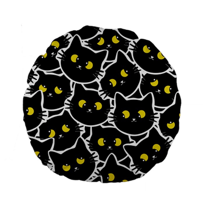 Cat Pattern Pet Drawing Eyes Standard 15  Premium Round Cushions