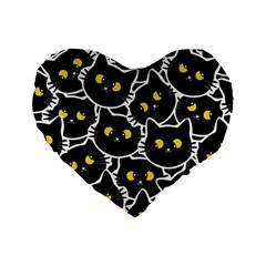 Cat Pattern Pet Drawing Eyes Standard 16  Premium Heart Shape Cushions