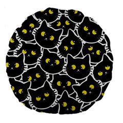 Cat Pattern Pet Drawing Eyes Large 18  Premium Flano Round Cushions by Loisa77