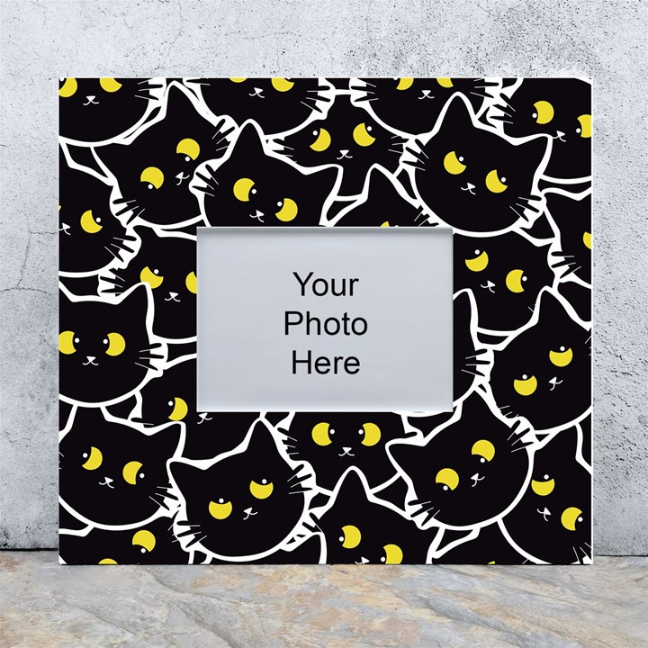 Cat Pattern Pet Drawing Eyes White Wall Photo Frame 5  x 7 