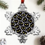 Cat Pattern Pet Drawing Eyes Metal Small Snowflake Ornament Front