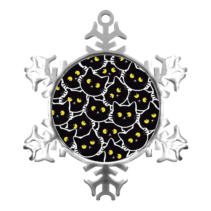 Cat Pattern Pet Drawing Eyes Metal Small Snowflake Ornament