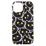 Cat Pattern Pet Drawing Eyes iPhone 15 Black UV Print PC Hardshell Case Front