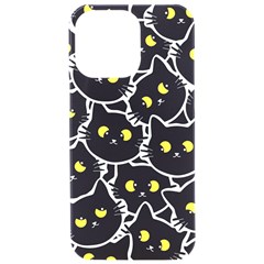 Cat Pattern Pet Drawing Eyes Iphone 15 Pro Max Black Uv Print Pc Hardshell Case by Loisa77