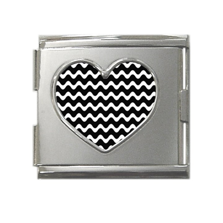 Wave Pattern Wavy Halftone Mega Link Heart Italian Charm (18mm)