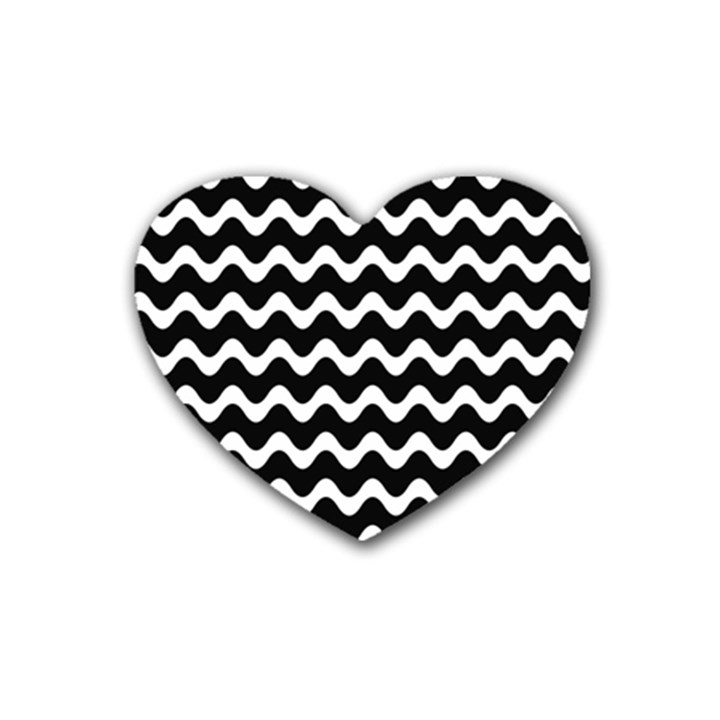 Wave Pattern Wavy Halftone Rubber Coaster (Heart)