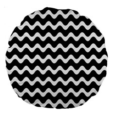 Wave Pattern Wavy Halftone Large 18  Premium Round Cushions