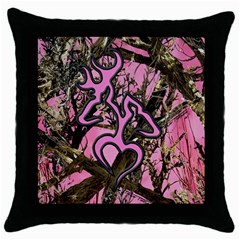 Pink Browning Deer Glitter Camo Camouflage Throw Pillow Case (black) by Loisa77