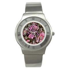 Pink Browning Deer Glitter Camo Camouflage Stainless Steel Watch by Loisa77