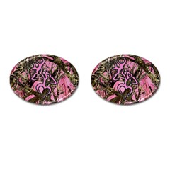 Pink Browning Deer Glitter Camo Camouflage Cufflinks (oval) by Loisa77